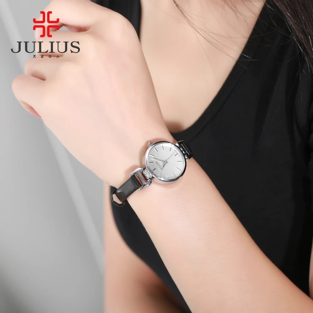 Hot Lady Women's Watch Japan Quartz Fine Fashion Hours Dress Bracelet Retro Cute Simple Leather Girl Birthday Gift Julius Box