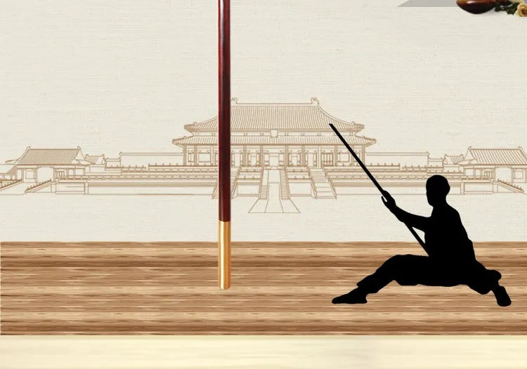 New African Blackwood With copper hoops Martial Arts Long Stick Solid Wood Taiji Zhang Tai Chi Magic Wand Fitness Qi Mei Stick