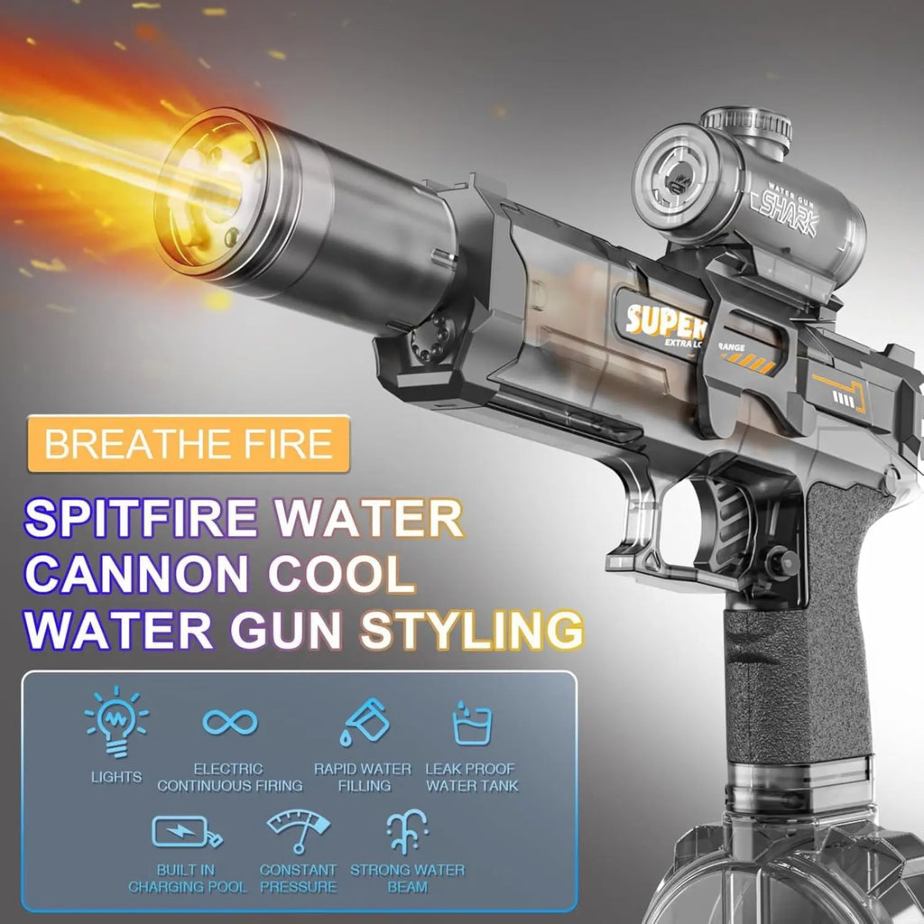 Summer Outdoor Fully Automatic Electric Water Gun Toy With Lights, Boys Beach Pool Battle Shooting Gun Toy Gift