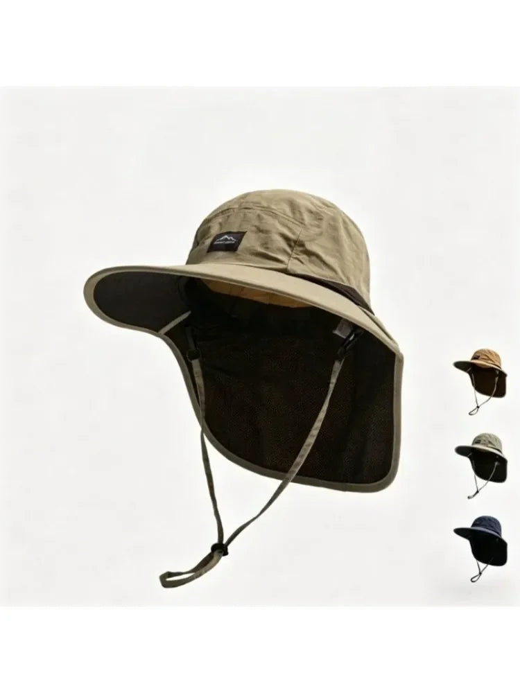 Caps Summer Wide Brim Bucket Neck Protection Unisex Quick-drying Panama Sunscreen Visor Hats for Fishing Hiking Outdoor