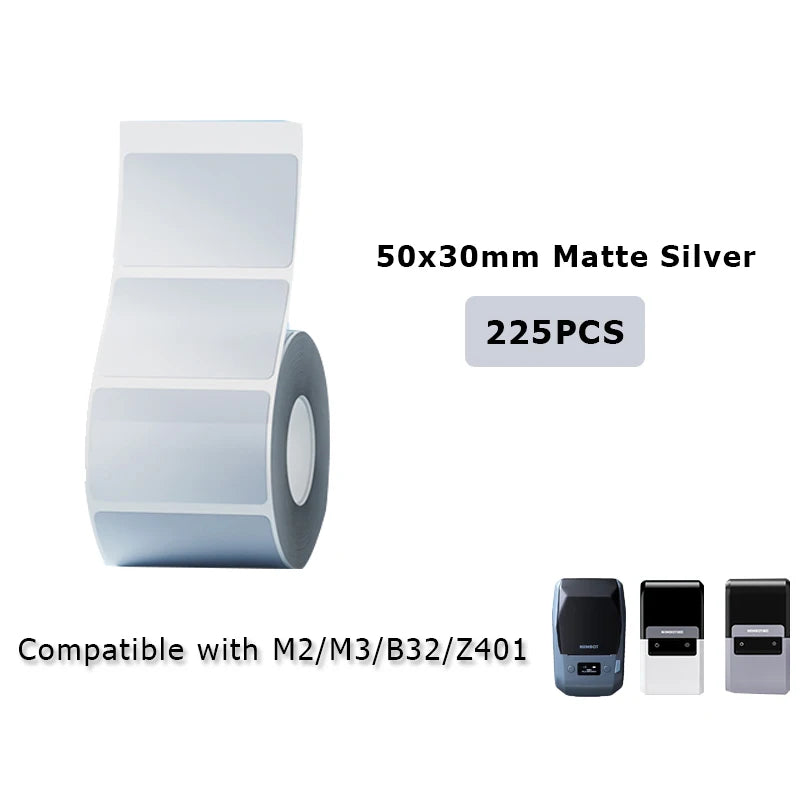 NIIMBOT M2/M3/B32/Z401 Matte-Silver Label Paper Roll Outdoor Waterproof Scratch-resistant Adhesive Sticker Tag