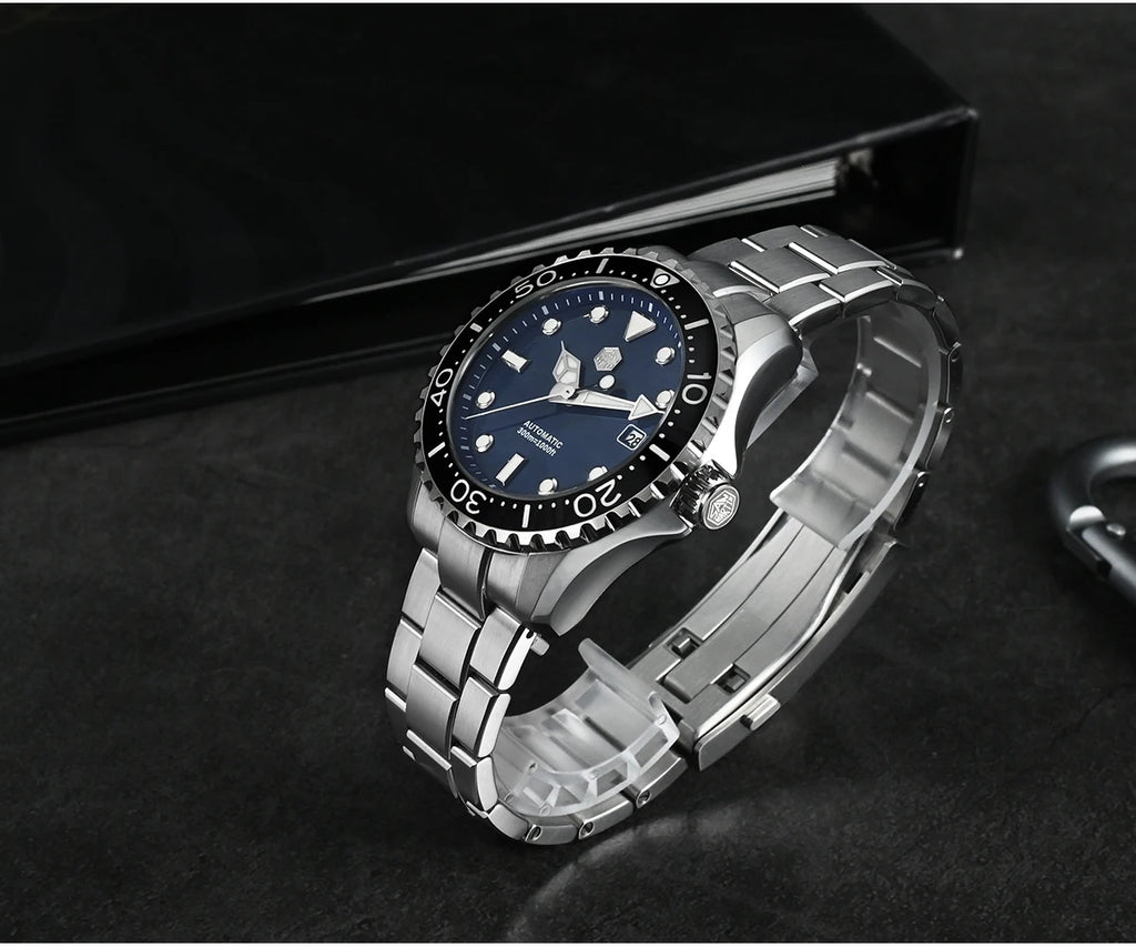 San Martin 40mm Enamel Dial YN55 Men Diver's Automatic Mechanical Watch 3H Date BGW-X1 30Bar Waterproof Montre Homme SN0009D