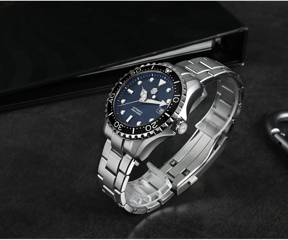 San Martin 40mm Enamel Dial YN55 Men Diver's Automatic Mechanical Watch 3H Date BGW-X1 30Bar Waterproof Montre Homme SN0009D