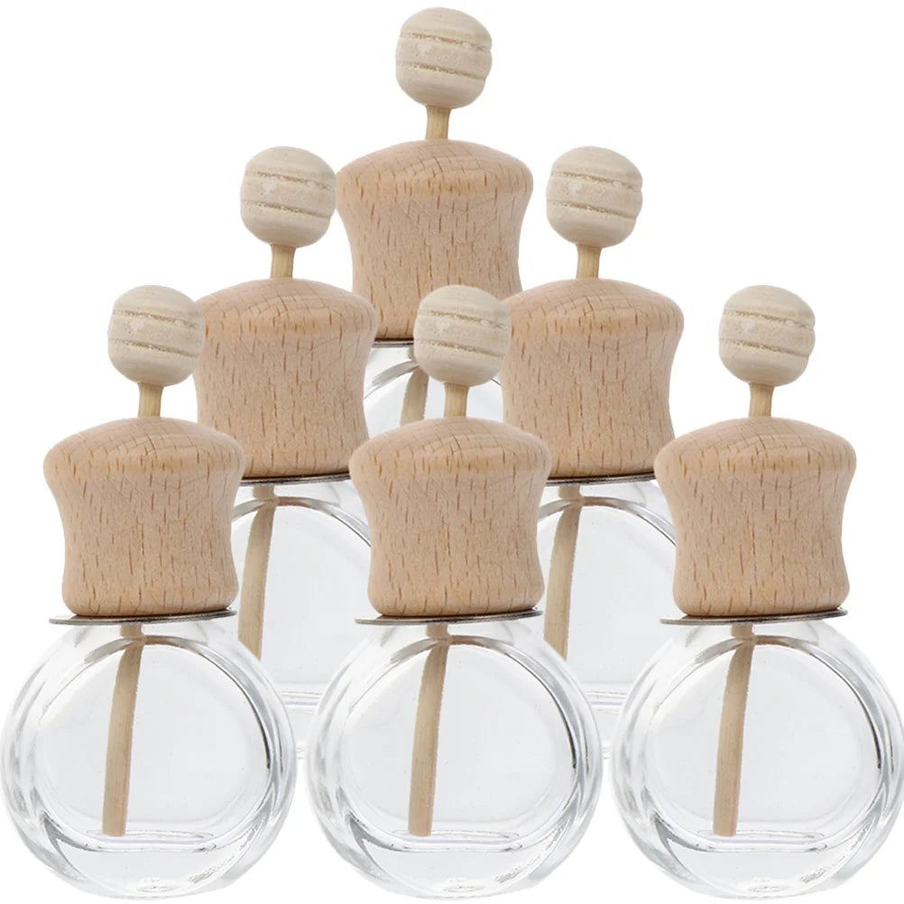 6Pcs Car Air Freshener Aromatherapy Bottle Scent Diffuser Compact Essential Oil Glass Holder Automotive Fragrance Accessories