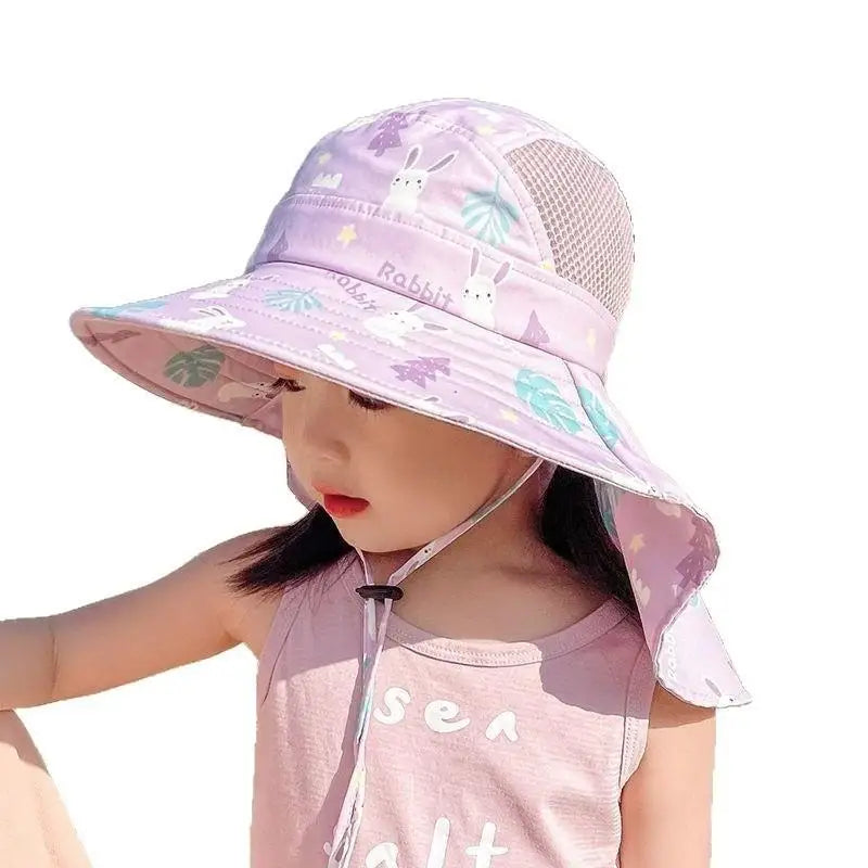 New Summer Children's Cartoon Cute Quick-drying Hat Boys Kids Outdoor Breathable Mesh Sun Hats Baby Outing Sunscreen Sun Cap