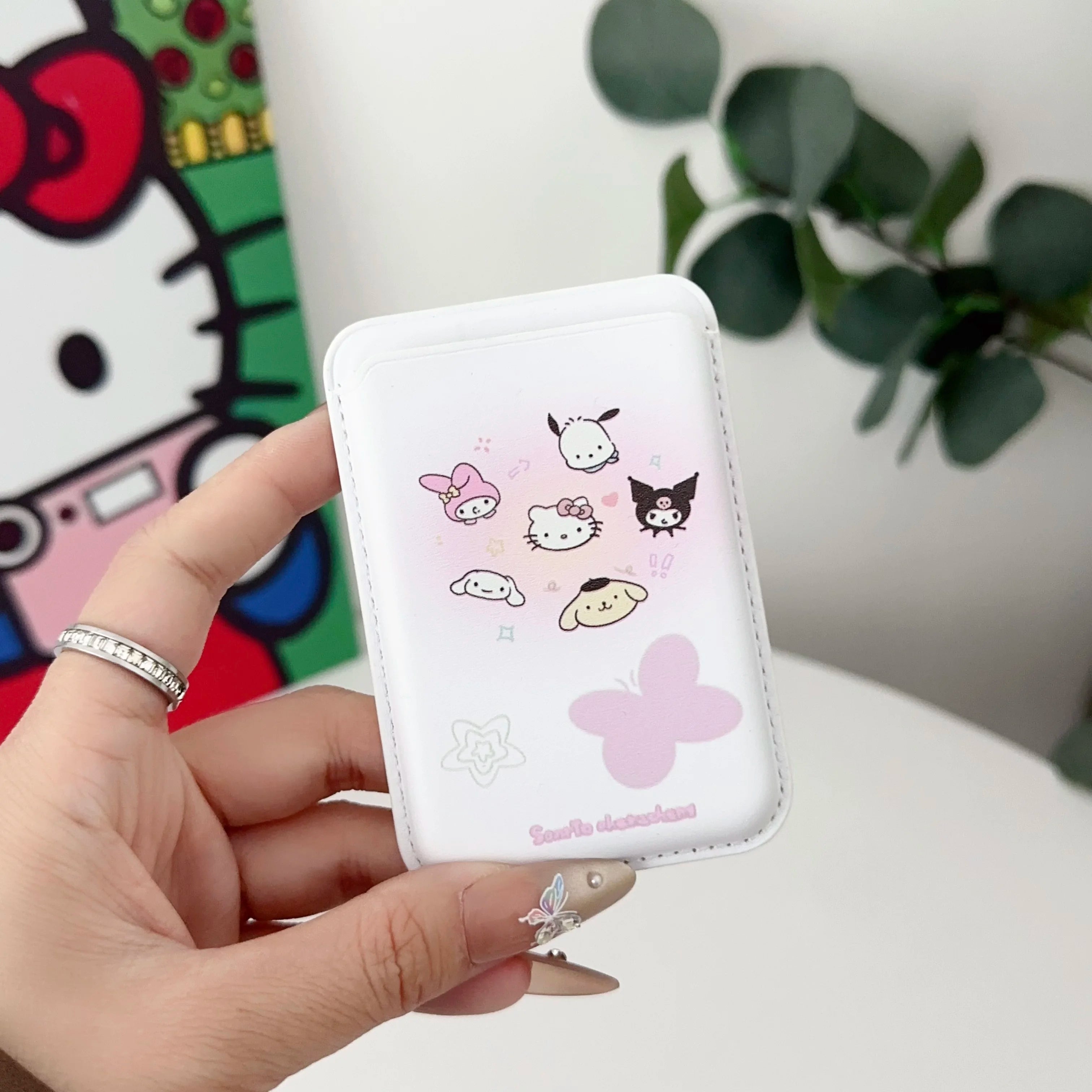 INS Korean Cute Hello Kitty for Magsafe Wallet Card Clip Case For iPhone 15 16 Pro Max 13 14 12 Magnetic Wallet Pink Girl Cover