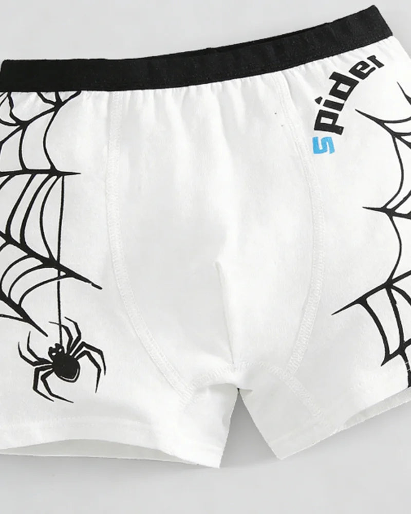 Boy Underwears: Comfortable Spider Print Boxer Briefs for Big Boys, 7-Pack, Sustainably Sourced Cotton