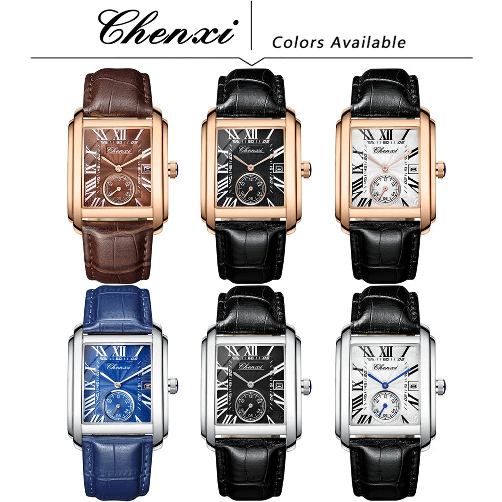 Fashion Business Watches For Men Calendar Display Quartz Watches Waterproof Leather Band Men's Wristwatch