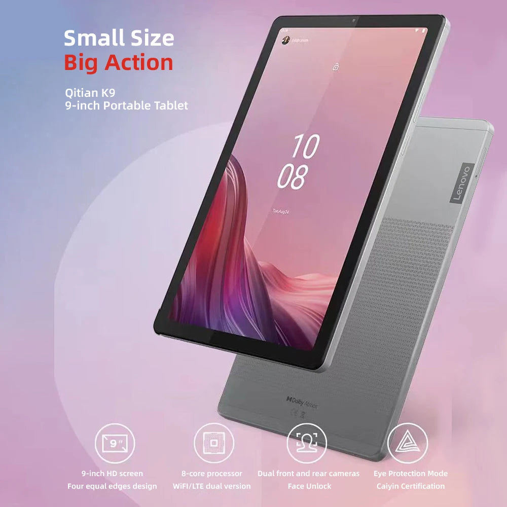Global firmware Lenovo Pad K9 M9 Tablet 9-inch HD screen Portable Tab 4G+64G Android 12 Tablet M9 Grey LTE 5100mAh battery