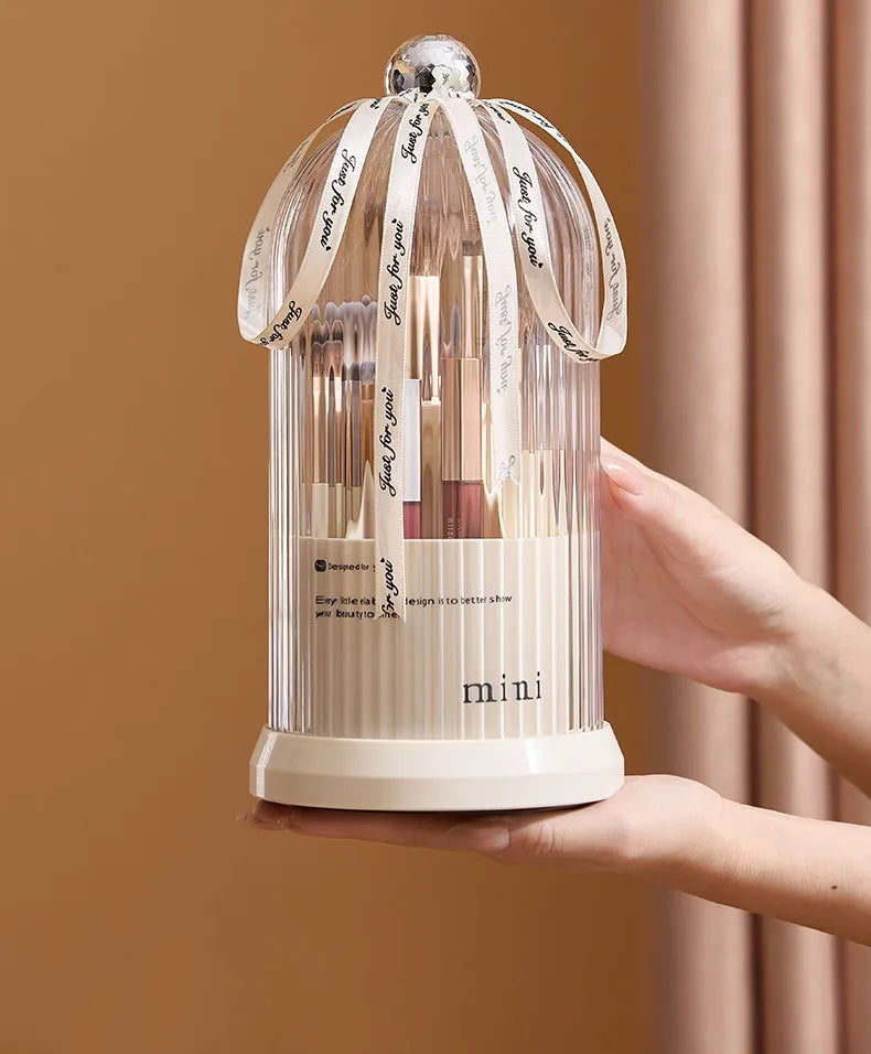 360° Rotating Make Up Organizer With Lid Luxury Cosmetic Brushes Holder Lipstick Eyebrow Pencil Holder Eye Shadow Storage Box