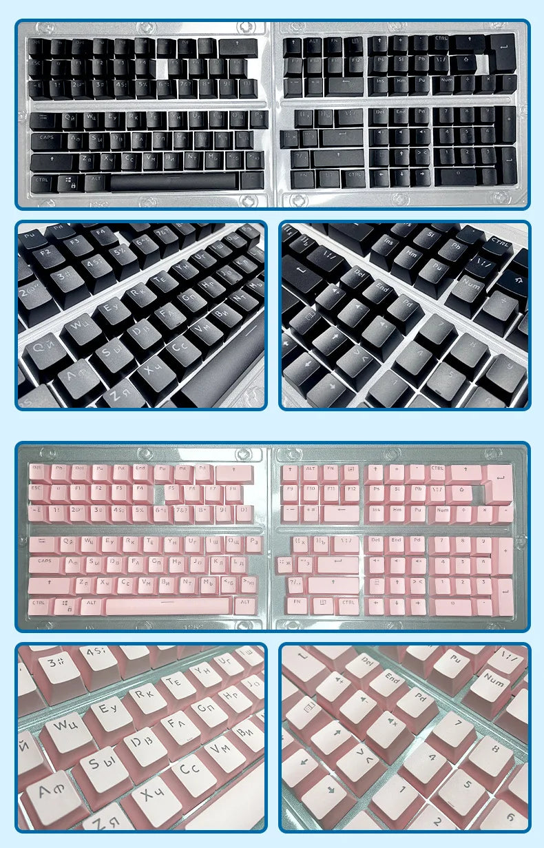Russian Keycaps Spanish Arabic Korean Portuguese French German Thai Letters Translucent Keycaps For Cherry MX Switch 104 Key LK1