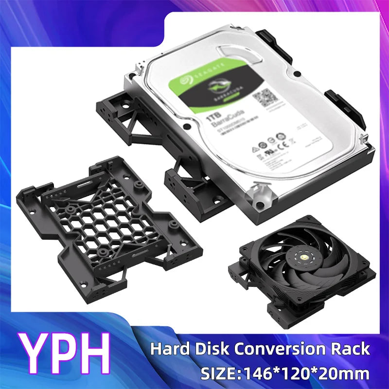 Optical drive bit hard disk conversion rack  5.25" To 3.5" 2.5" Tray Bracket Mounting Cooling Fan HDD Adapter SSD Hard Drive