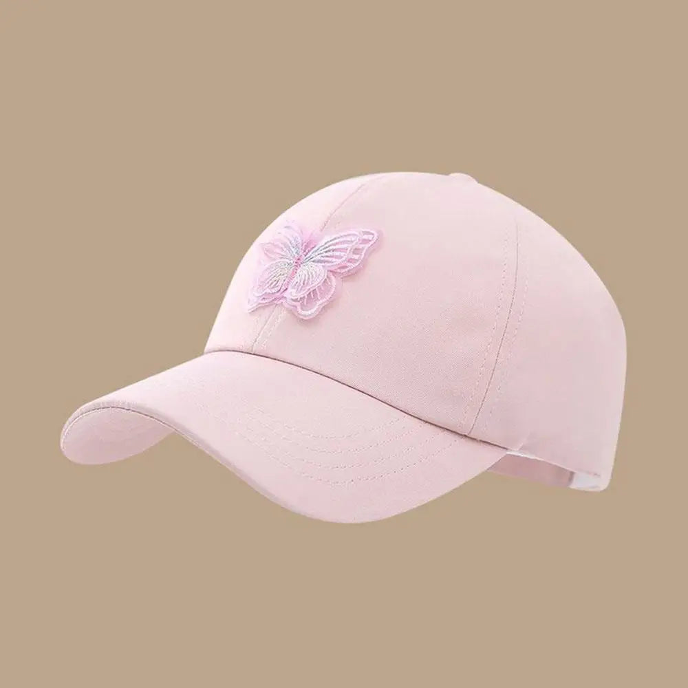 Summer Kids Baseball Caps Sun Protection Hollow High Ponytail Caps for Boys Girls Butterfly Print Outdoor Sunscreen Baseball Cap