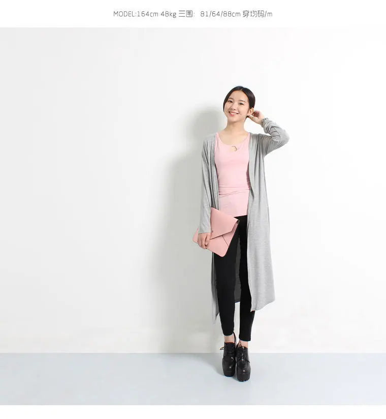 Women's Clothing Autumn Summer Cardigan Extended Modal Shawl Sunscreen Coat Air Conditioning Shirt Long Sleeve Thin Coat Sweater