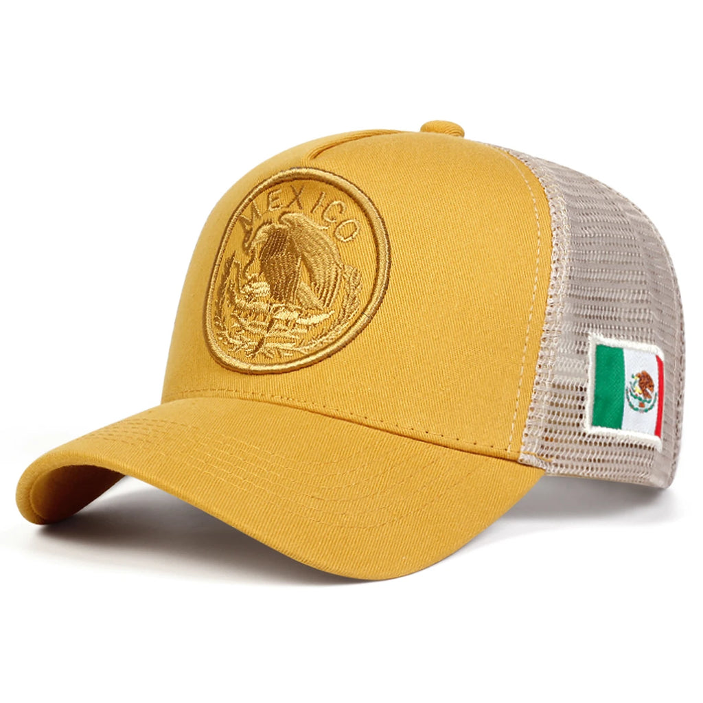 Unisex Mexican Flag Embroidery Baseball Net Caps Spring Summer Outdoor Adjustable Casual Hats Dad Hat Sunscreen Hat
