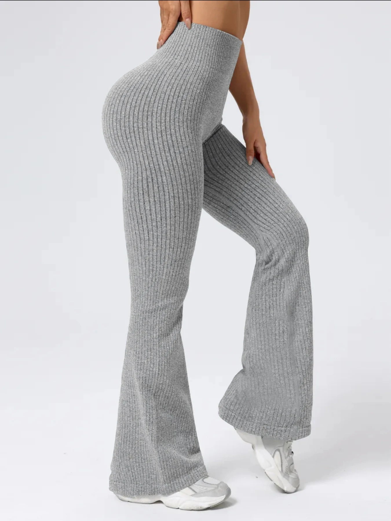 High-waisted tapered flared yoga pants, high-waisted butt-lifting fitness leggings, peach-shaped butt sports long pants, wide-le