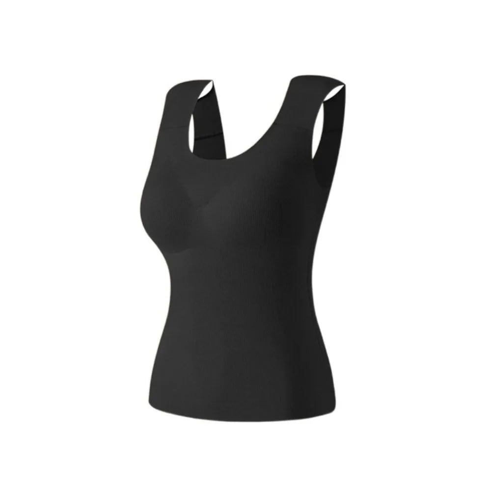 U-neck Right-angle Shoulder Vest Seamless Invisible Thermal Underwear Winter Autumn Sleeveless Underwear for Women