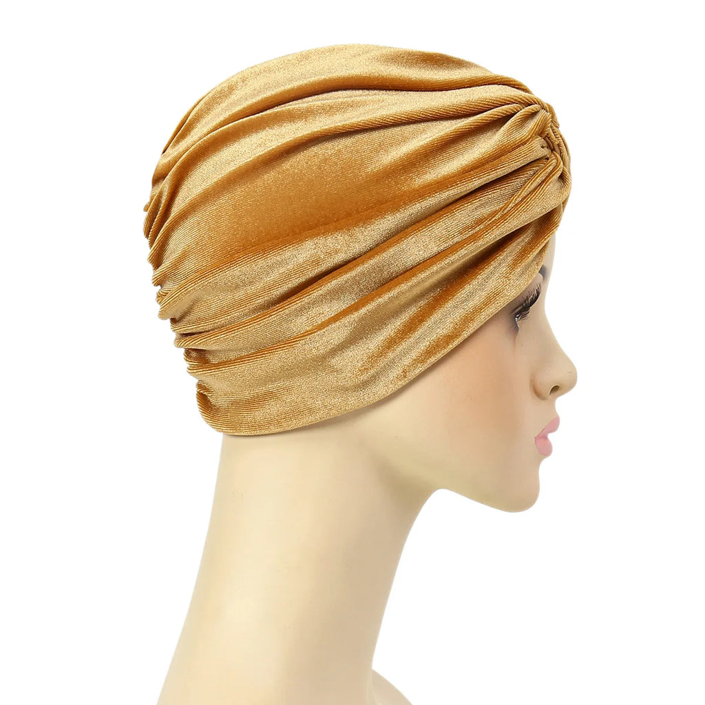 New Women Velvet Turban Hat Muslim Twist Solid Color Hijab Chemo Cap Head Wrap Headscarf Beanies Bonnet Headscarf Turbante Mujer