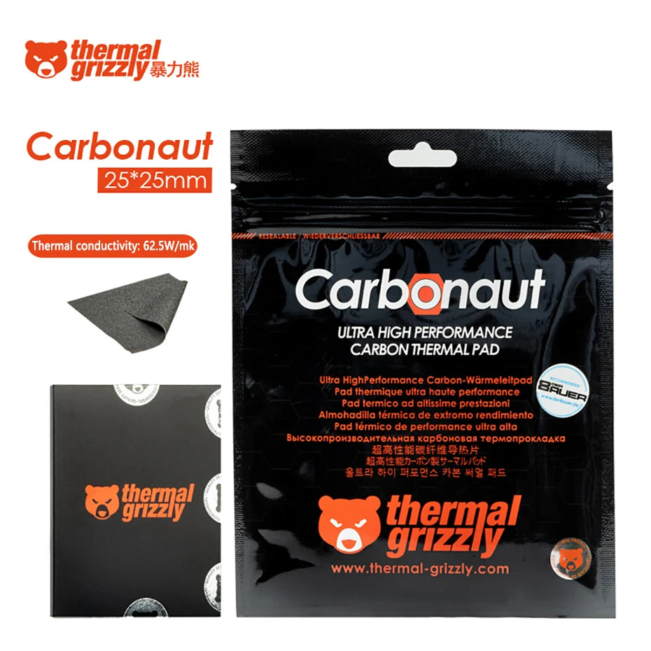 Thermal Grizzly Carbonaut 62.5W/mk Thermal Pad Reusable High Thermal Conductivity CPU/GPU Motherboard Heat Silicone Pad