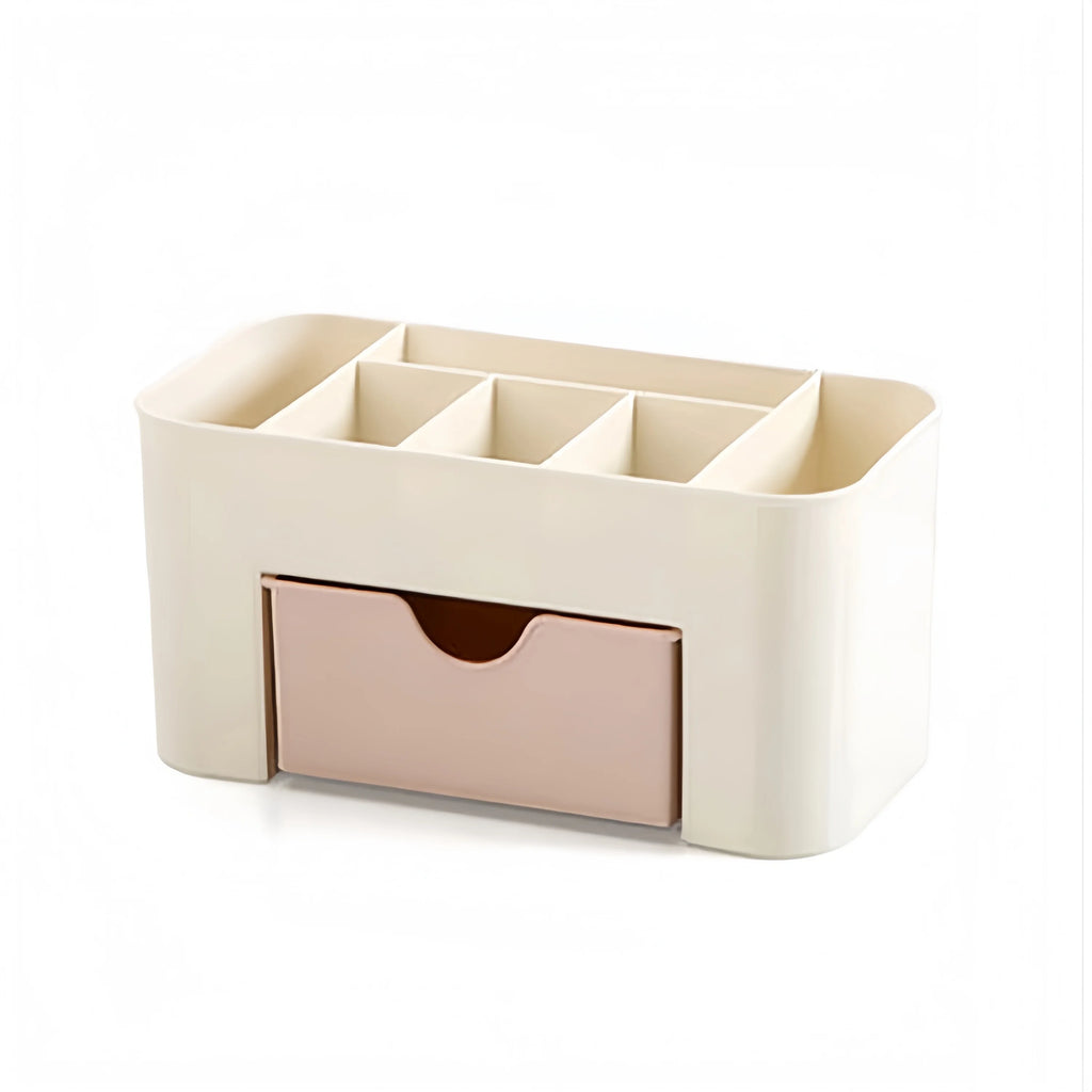 Makeup Organizer with 1 Drawers, Desk Organizer, 6Compartments, Cosmetics Storage Box for nail polish,Lipstick, Brushes, Jewelry