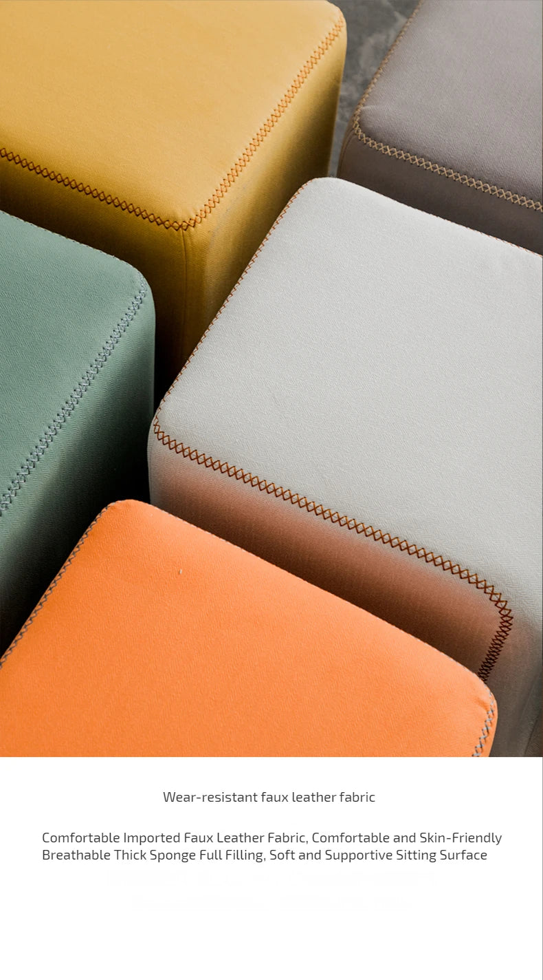 Household Living Room Hallway Pouf Nordic Sofa Stool Makeup Sitting Pier Fabric Shoe Changing Stool Book Storage Ottoman