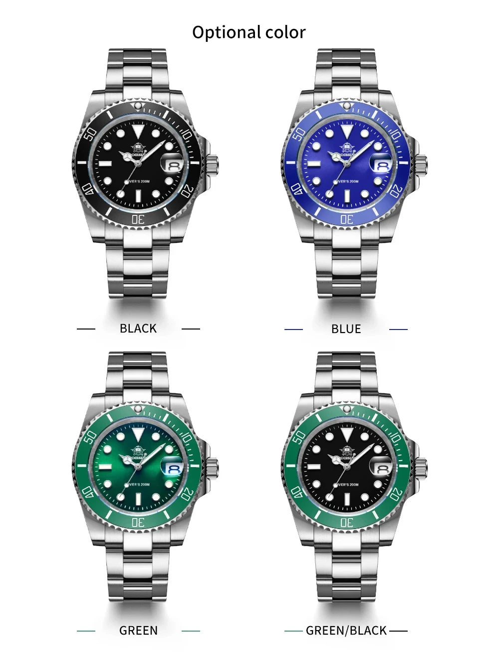 ADDIESDIVE 41mm Men's Diver Quartz Watch Domed Glass Ceramic Bezel Wristwatch Waterproof 200m Super Luminous Stainless Watches