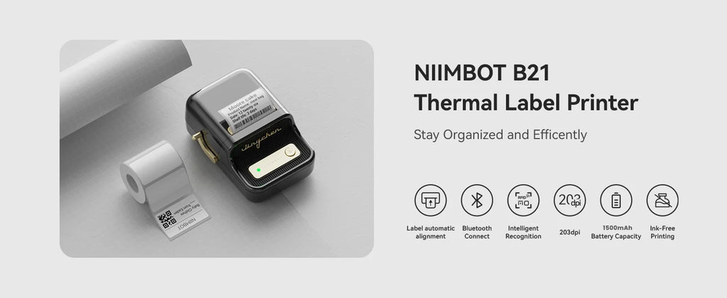 B21PRO 300dpi New NiiMbot B21 Mini Thermal Printer Wireless Barcode Label Maker Bluetooth Portable Adhesive for Office Home Use