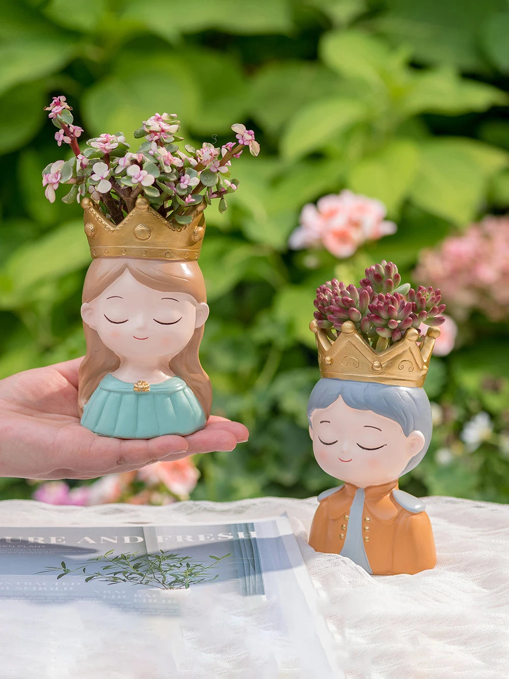 Cute Girl Flower Pot for Succulents, Decorative Planters Girls Portrait Garden Pots for Home Decor Desktop Ornament