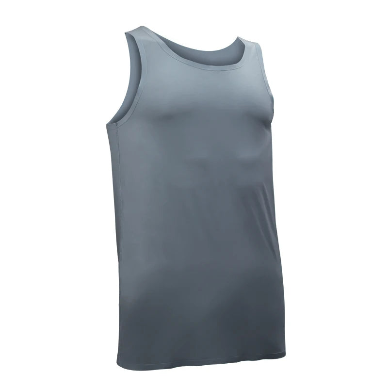 Waistcoat men ice silk seamless wear undershirt men sleeveless underwear pure white sports hurdles summer thin base shirt