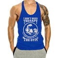 Men's "I don't need therapy, just the gym" Muscle Graphics Stringer Vest-Sleeveless Fitness, Bodybuilding and Plus Size Exercise