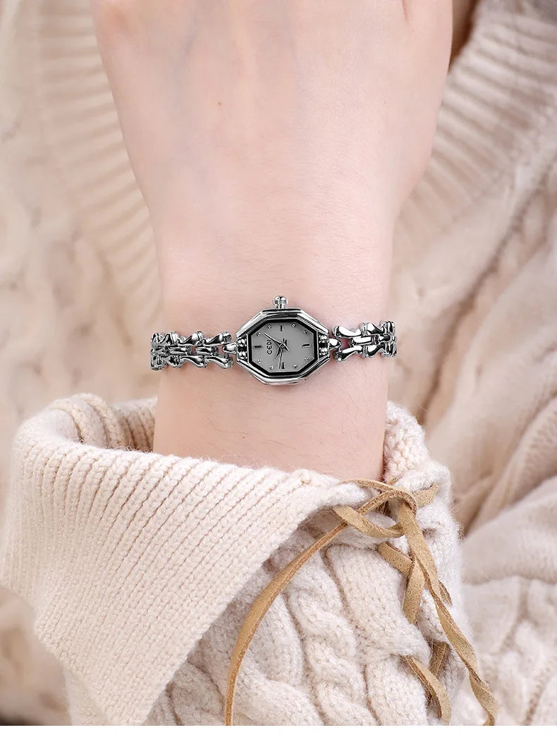UTHAI CQ375 Fashionable Women watch retro bracelet watch octagonal quartz watch light luxury clock gift，watches for woman