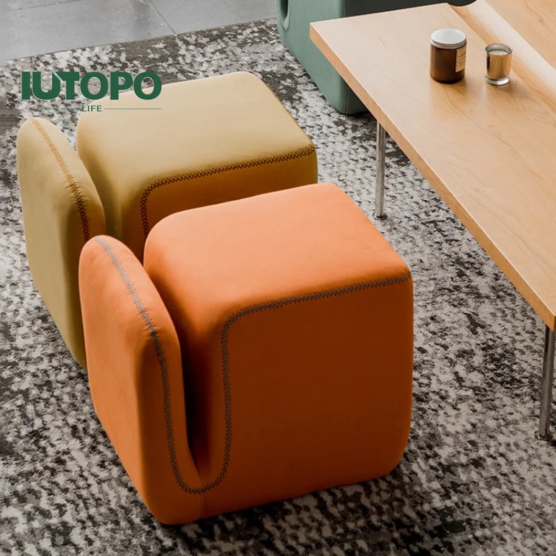 Household Living Room Hallway Pouf Nordic Sofa Stool Makeup Sitting Pier Fabric Shoe Changing Stool Book Storage Ottoman