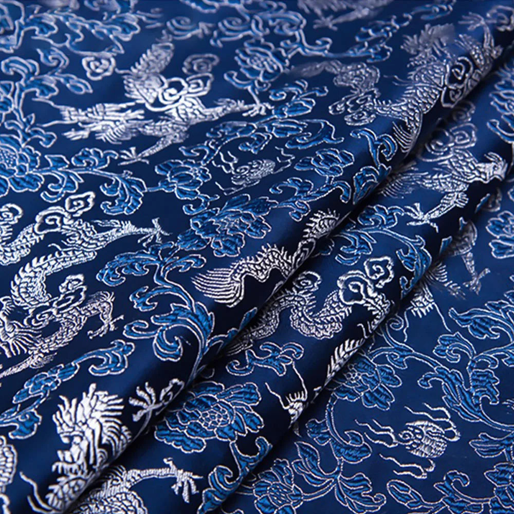 Chinese Dragon Pattern Brocade Jacquard Damask Fabrics Imitation Silk For Cheongsam Garment DIY Designer Cloth Patchwork Pillow