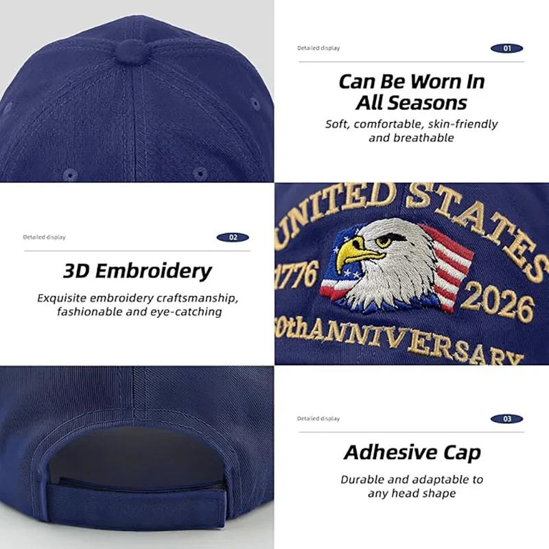 ABLECAP Unisex Dad Hat with USA Eagle Embroidery 250th Anniversary Outdoor Sunscreen Baseball Cap for Men And Women