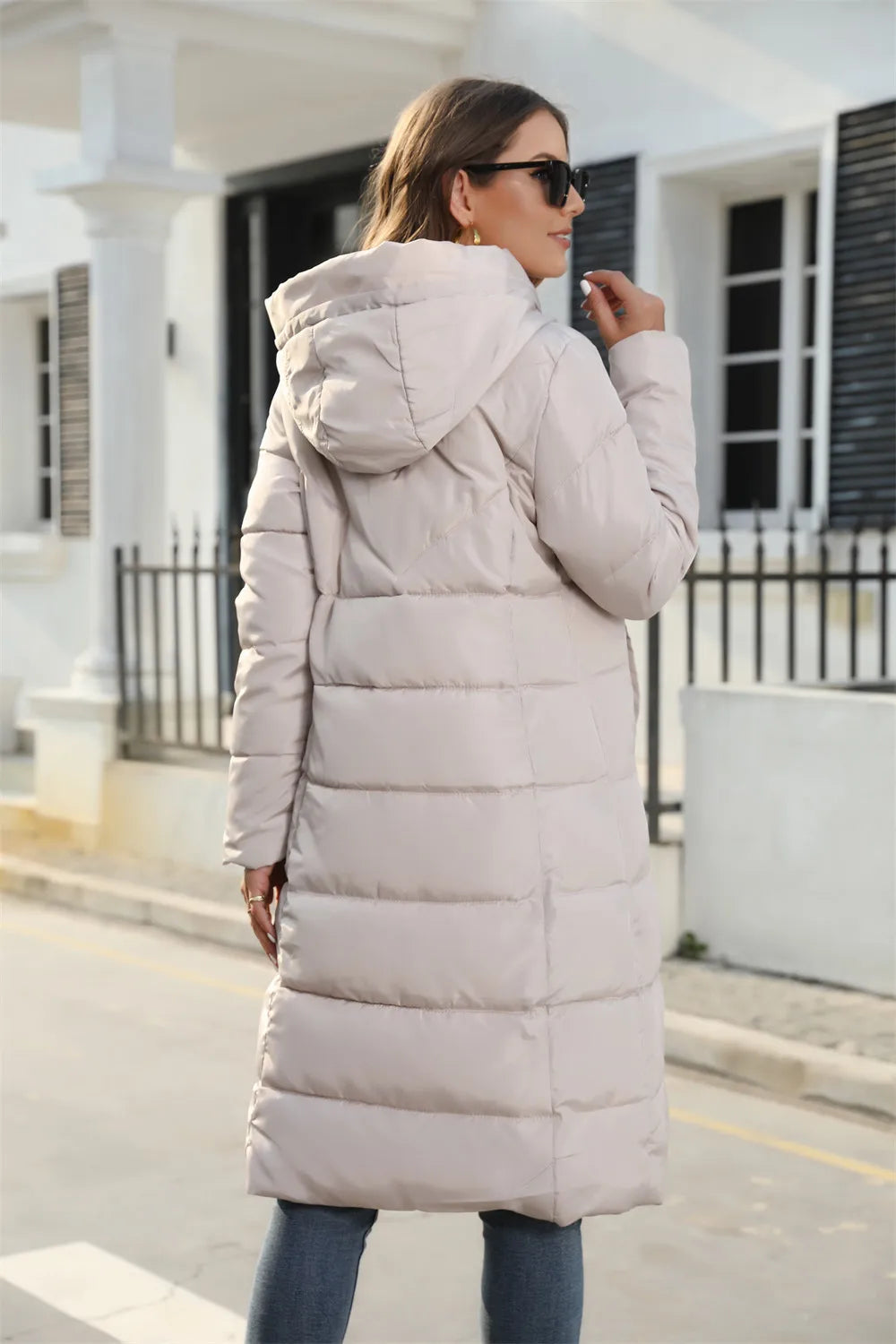 Winter Hooded Women's Cotton Padded Jacket Mid-length Keep Warm Coats Thickened Slim Fit Outwear