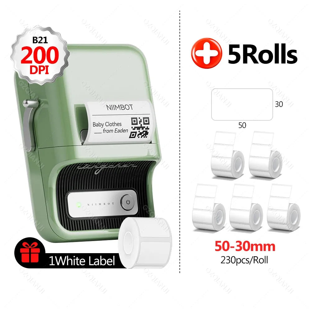 B21PRO 300dpi New NiiMbot B21 Mini Thermal Printer Wireless Barcode Label Maker Bluetooth Portable Adhesive for Office Home Use