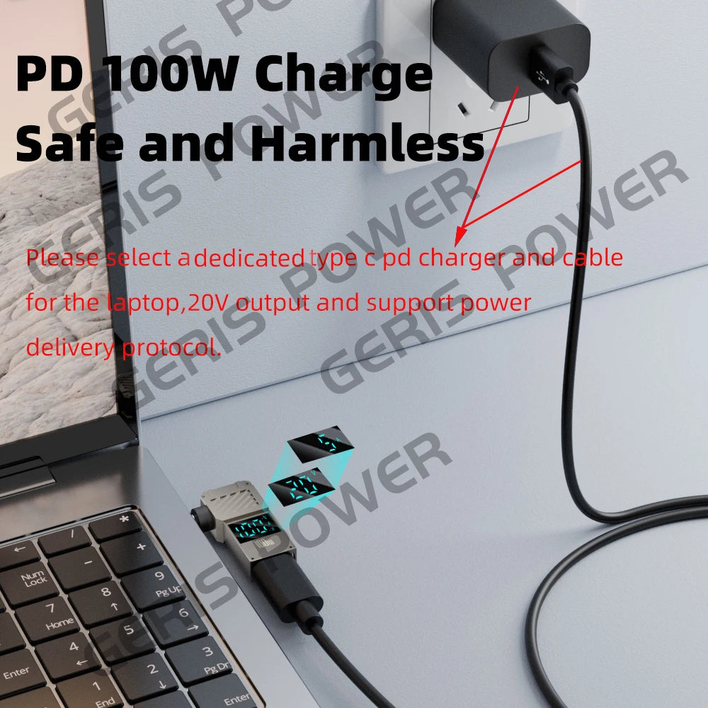 100W USB Type C Fast Charging Adapter Plug Connector Universal USB C to DC Laptop Charger Converter for Lenovo Dell Asus Hp Acer