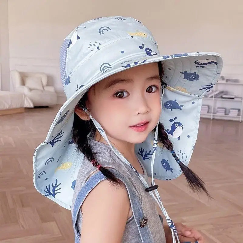 New Summer Children's Cartoon Cute Quick-drying Hat Boys Kids Outdoor Breathable Mesh Sun Hats Baby Outing Sunscreen Sun Cap