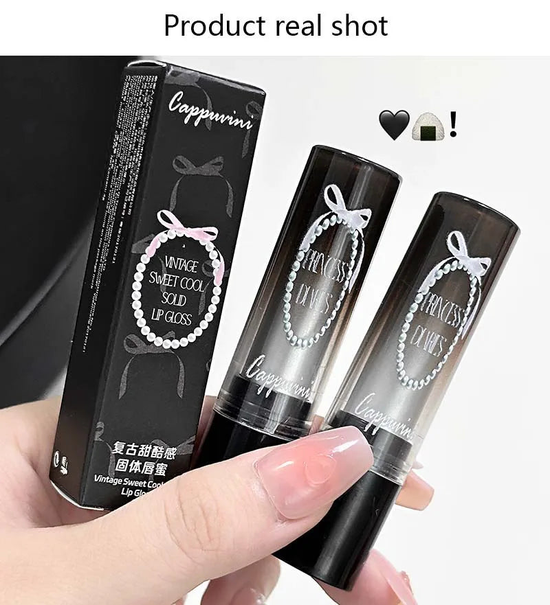 Pink Crystal Mirror Glass Solid Lip Gloss Round Tube Water Light Jelly Lipstick Moisturizing Clear Lip Glaze Nude Brown Lip Tint