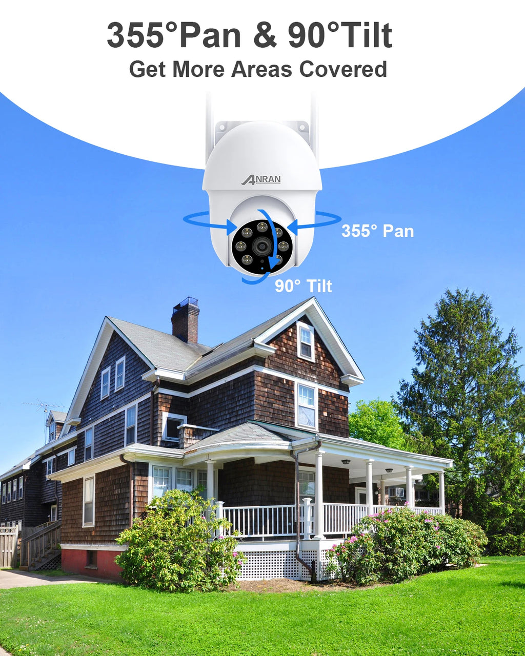 ANRAN 5G Wifi Camera 2/3/4PCS 5MP Wired Security Camera 24/7 Continue Record, IP66,Compatible Alexa,Auto Tracking,PIR Detection
