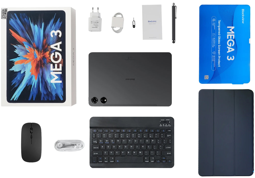 Blackview MEGA 3 Tablet SET 12.1" 2.5K FHD+ Display MTK G100 Octa core 12GB 256GB 8800mAh 50MP Camera 33W Charger Android 15 Pad