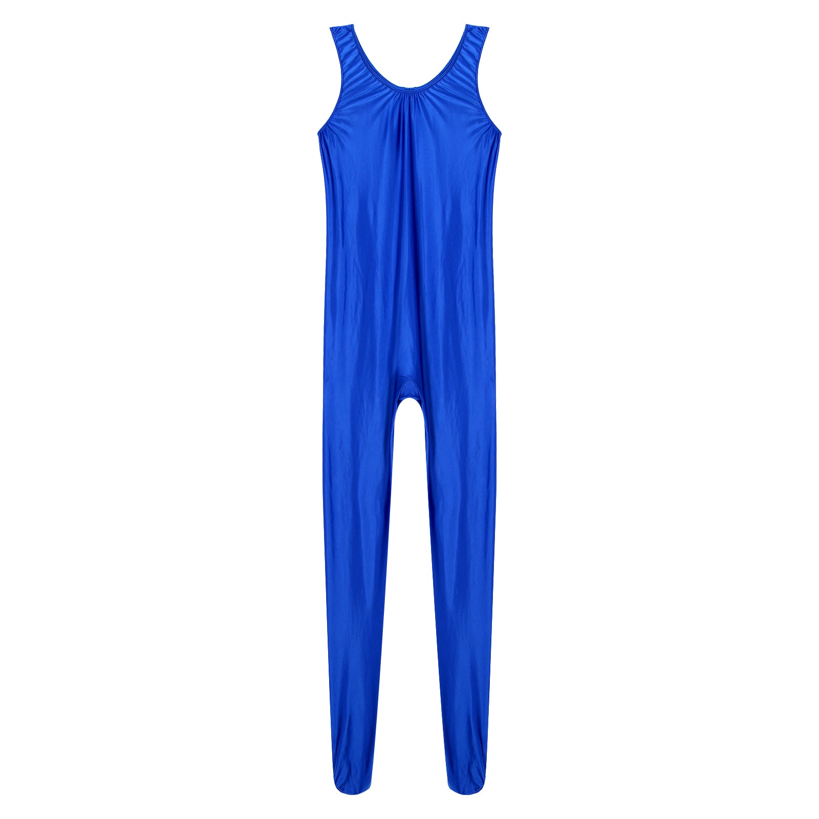 Women's Sleeveless Full Body Bodysuit Glossy Jumpsuit Gymnastics Fitness Swimming Leotard Pole Dance Costume Clubwear Lingerie