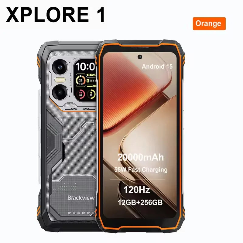 Blackview XPLORE 1 Rugged Phone 16GB+512GB 6.78'' 120Hz 2.4K Display 20MP Night vision Android 15 20000mAh 5G NFC Smartphone
