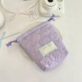 1PCS Portable Travel Camera Organizer Heart Printed Quilted Drawstring Bag Handbag Cosmetic Makeup Lipstick Storage Bag