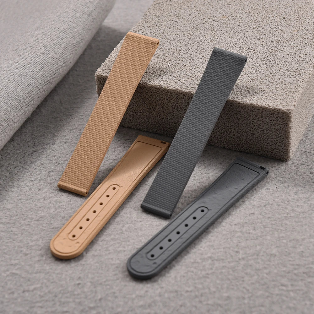 STAPELP Fit For Omega Swatch Universal Watchbands 20mm Quick Release FKM Rubber Black Blue Watch Strap With Omega Folding Buckle