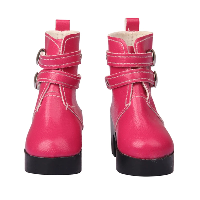 Toy Accessories 7cm Doll Shoes toys Fashion Double Breasted Leather Boots Rubber Girl Doll Shoes Accessory for Kids