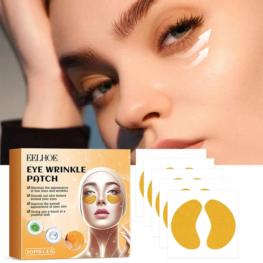 10pcs/box Forehead Wrinkle Patch Lightening Forehead Wrinkle Gel Patch Hydrolyzed Collagen Firming Mask Facial Skincare Stickers