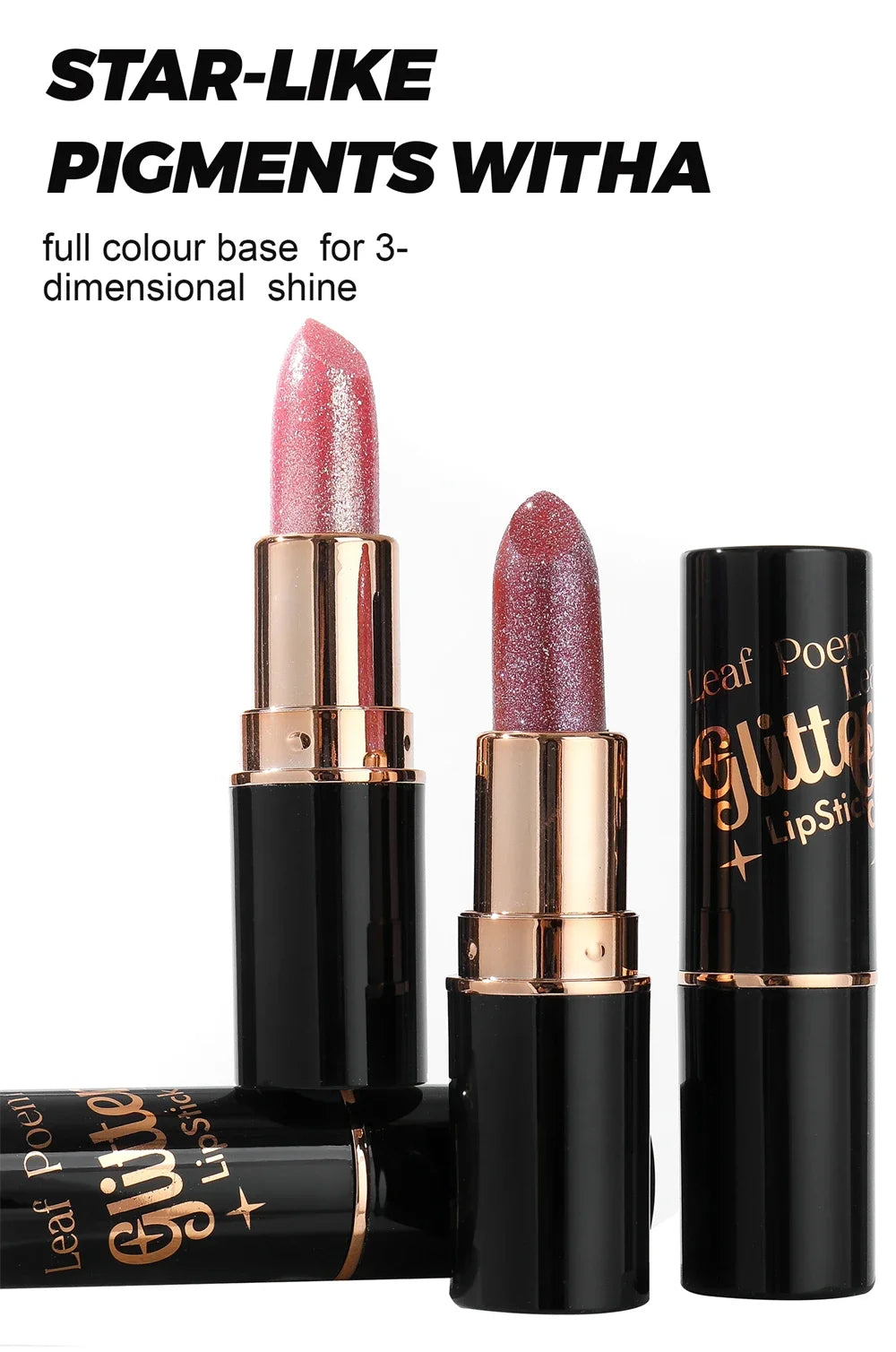 Black Tube Shiny Diamond Lipstick Pearl Moisturizing Glitter Lip Tint Balm Waterproof  Lasting Lip Gloss Shimmer Sexy Lip Makeup