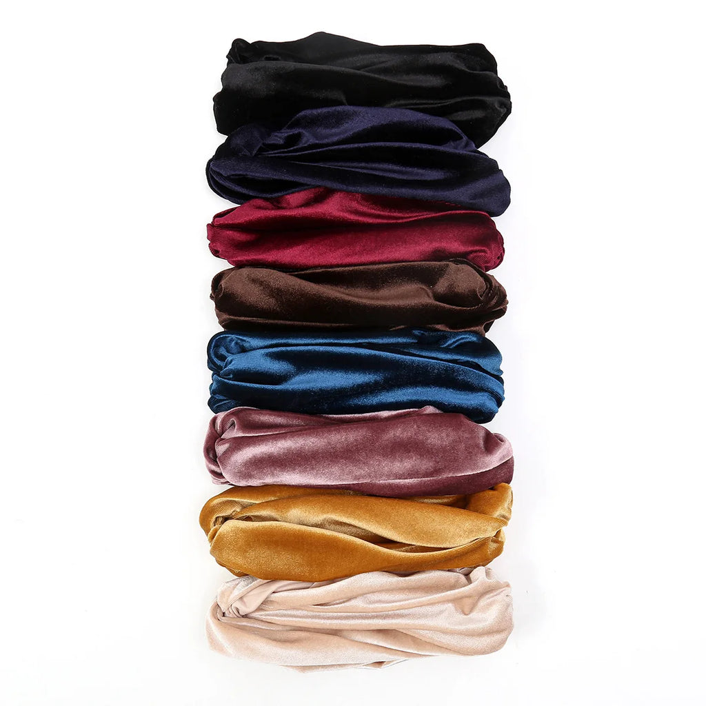 New Women Velvet Turban Hat Muslim Twist Solid Color Hijab Chemo Cap Head Wrap Headscarf Beanies Bonnet Headscarf Turbante Mujer