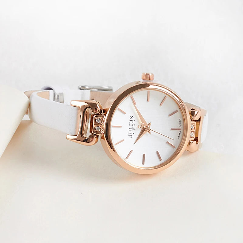 Hot Lady Women's Watch Japan Quartz Fine Fashion Hours Dress Bracelet Retro Cute Simple Leather Girl Birthday Gift Julius Box
